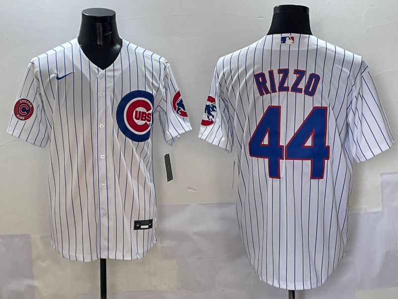Men Chicago Cubs #44 Rizzo White Stripe Game 2025 Nike MLB Jersey style 4
